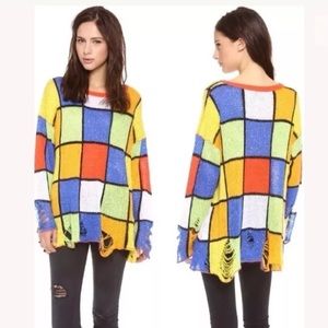Wildfox Oversized Colorblock Sequin Sweater